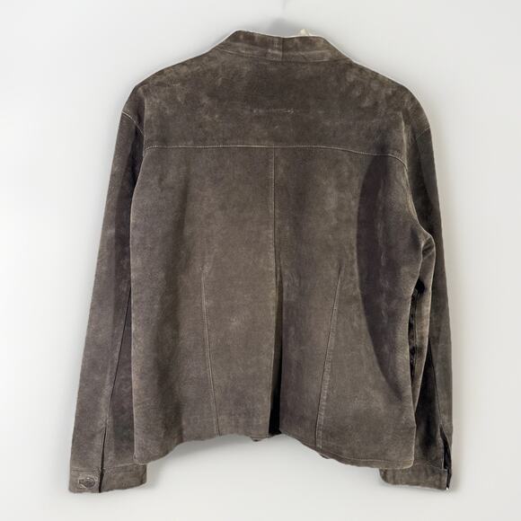 Chico's WOMENS Brown Leather Embroidered Lined Full Zip Coat Jacket SIZE 3 - Picture 2 of 6